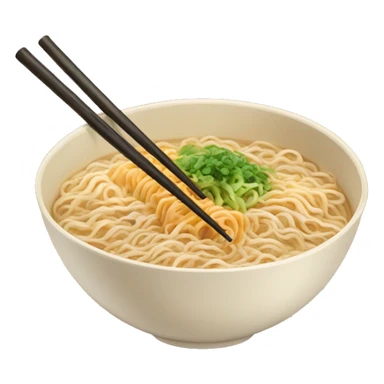 beige bowl of ramen with a pair of chopsticks sticker