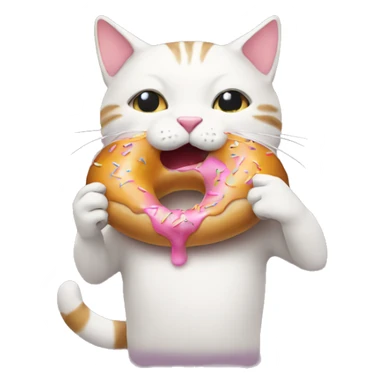 Cat eating donut sticker