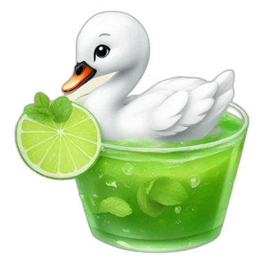 baby swan drinking mojito sticker