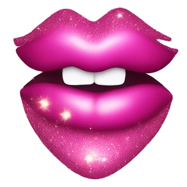 pink kiss with glitter  sticker