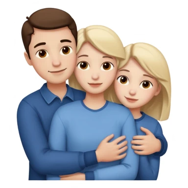three people: two guys, one girl

they're in love, they're dressed, they hug sticker