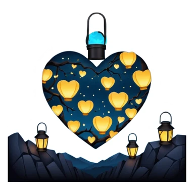 emo heart with night sky and dark lanterns sticker