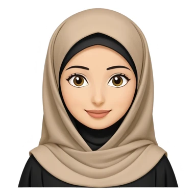Saudi woman wearing black hijab and traditional abaya, gentle smile sticker