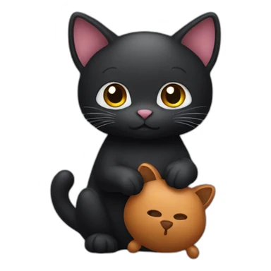 Black cat holding toy beaver sticker