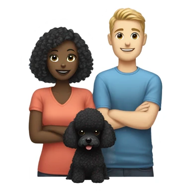 White gay couple with 1 black toy poodle sticker