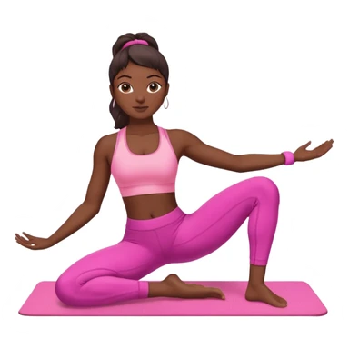 dark-skinned woman doing Pilates in pink sportswear sticker