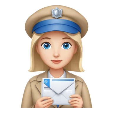 us mail lady holding mail with a hat and blue eyes sticker
