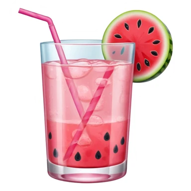 pink lemonade in glass with slice of watermelon on rim sticker