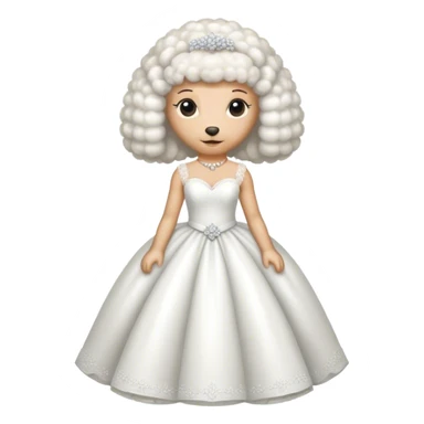 Poodle wearing a white wedding dress  sticker