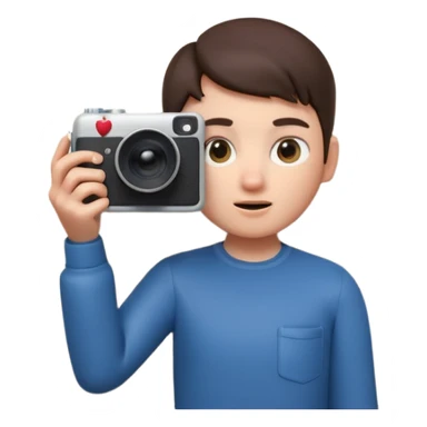 Apple Memoji style, person peeking from behind a wall, 
holding a camera, sneaky expression, one eye visible, 
smooth 3D render, soft gradients, white background, square format
 sticker