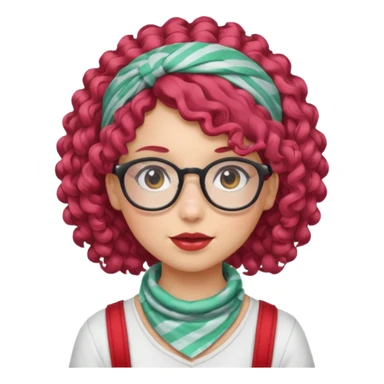 girl with curly  peppermint hair and bandana and glassess sticker