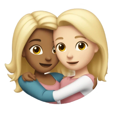 A blonde sister and a brunette sister hugging sticker