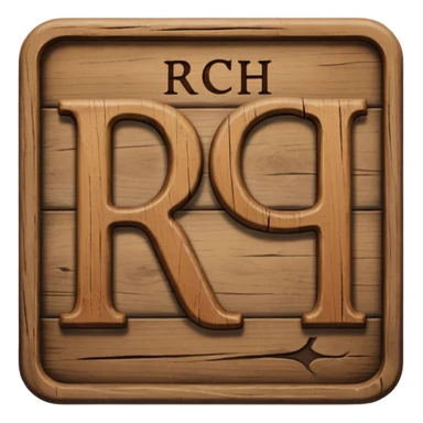 a sign with the word "RCH" written on it in capital letters sticker