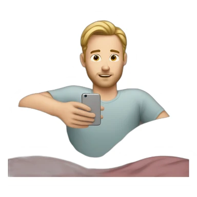 Man with fair skin using phone in bed sticker
