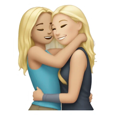 White Girl hugs blonde girl sticker