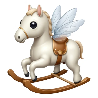 White, adorable, ethereal « rocking-horse fly » (rocking horse (toy) mixed with fly) sticker