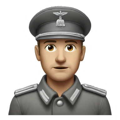 serious german soldier the middle of the XX century photorealistic gray uniform detailed face with wrinkles  sticker