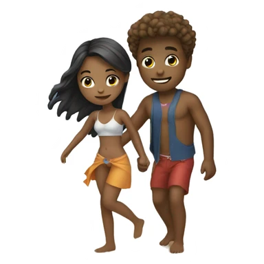  girl with boy on beach  sticker