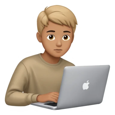 20 years old boy behind a macbook sticker