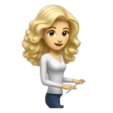 blond woman playing concorde synthesizer sticker