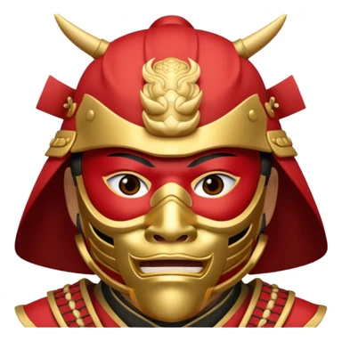 Samurai with red and gold armor and they have a detailed mask covering their mouth but only covering their nose and down sticker