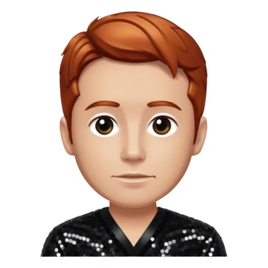 Abe Cunningham from Deftones with auburn hair, light skin, black sequin outfit sticker