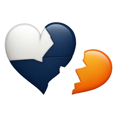  broken heart (one half orange the other half navy blue) sticker