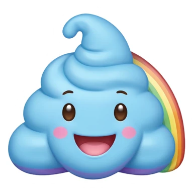 blue rainbow colors kawaii poop sticker