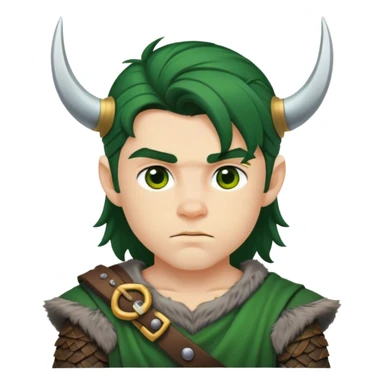 Green and gold dark hair Viking boy sticker