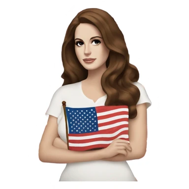 lana del Rey holding an American flag  sticker