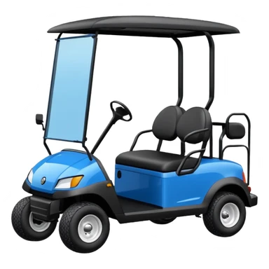 Electric blue golf cart with black seat and top emoji sticker