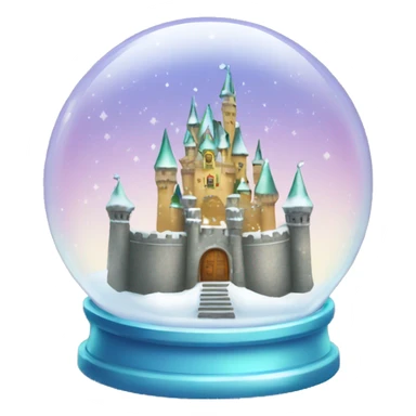 Sparkling snow globe with a castle sticker