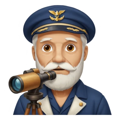 old sailor looking through a telescope, sailor with a white beard sticker