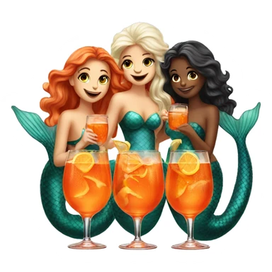 Three beautiful mermaids drinking aperol  sticker
