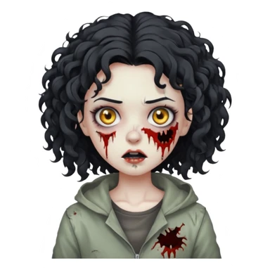 garota zumbi com cabelo cacheado preto sticker