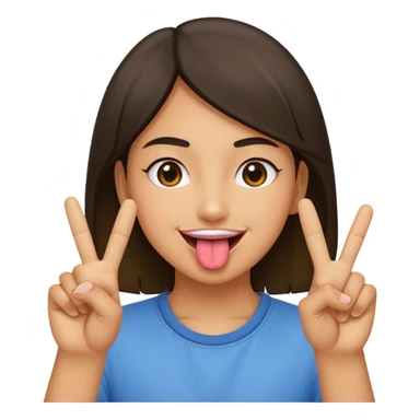 person emoji with tongue out, hands making peace signs, playful expression sticker