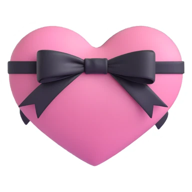 pink heart with a black bow knot sticker