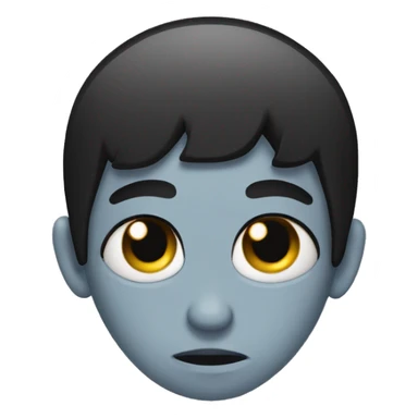 A sad emoji with black hair over its eye and piercings on it’s nose and eyebrows  sticker