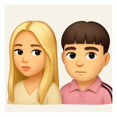 Combine these two images into one emoji with two separate cartoon-style figures, keeping noticeable space between them. Do not alter the original images themselves, just place them side by side in a unified cartoon style. sticker