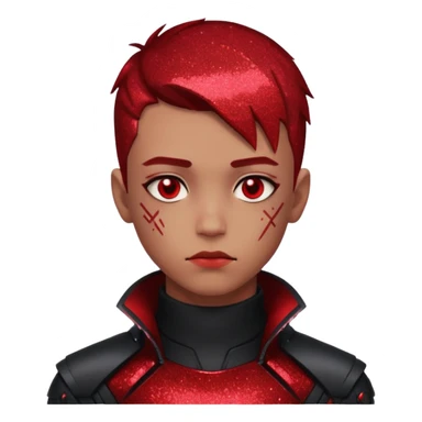 red glitter cyberpunk boy sticker