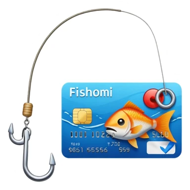 credit card phishing prevention with a fishing hook sticker