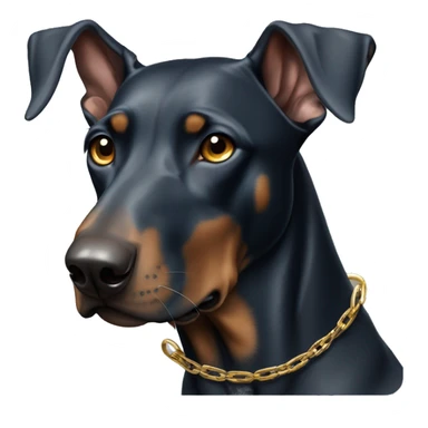 Doberman Gris con ojos azules y una cadena dorada  sticker