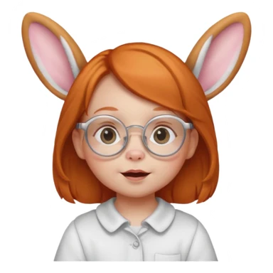 bunny ear wearing ginger small baby spectacled sticker