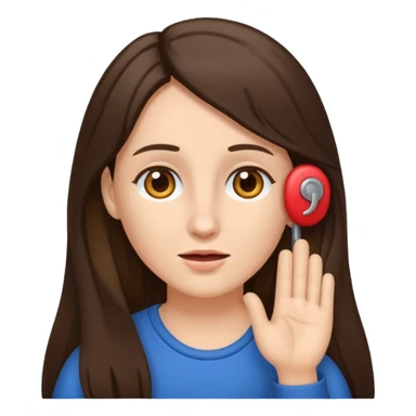 brunette woman long hair with hearing impairment sticker