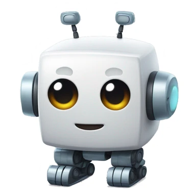 cute cubic ai robot with antennas from his head sticker