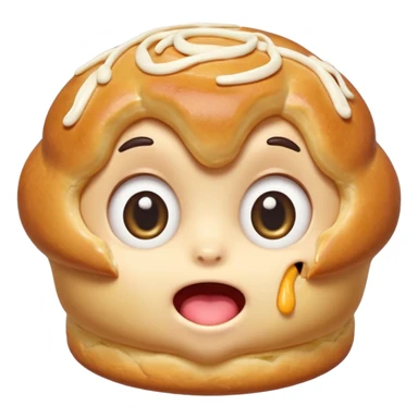 Funny cartoon mini  chochklet pastry, slightly messy and squished, big round eyes, wide open mouth, playful surprised expression, text above: "ПАСТИЧКА", chibi style, Twitch emoji style, transparent background, colorful

 sticker