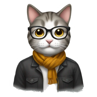student cat glasses book sticker