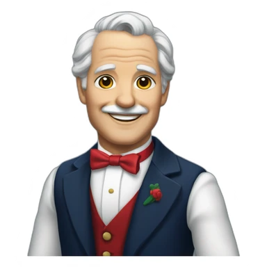 jenkins-a-gray-haired-balding-elder-butler-wearning-navy-blue-dinner-jacket-with-red-bow-tie-smiling-without-glasses sticker