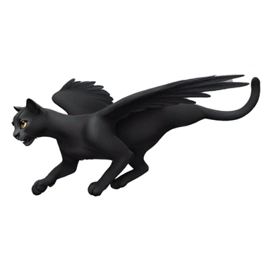 winged black puma flying sticker