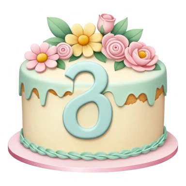 make a floral pastel cake that is aesthetic with the number 20 on it sticker